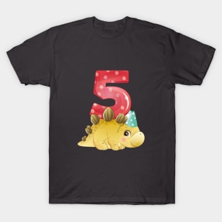 5th Birthday Cute Little Dinosaur T-Shirt